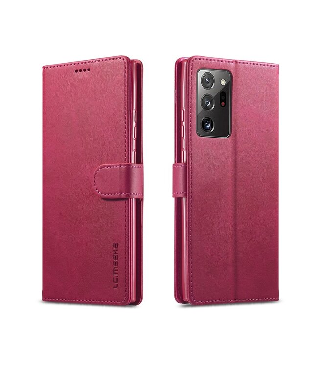 LC.IMEEKE Rood Wallet Bookcase Hoesje voor de Samsung Galaxy Note 20 Ultra