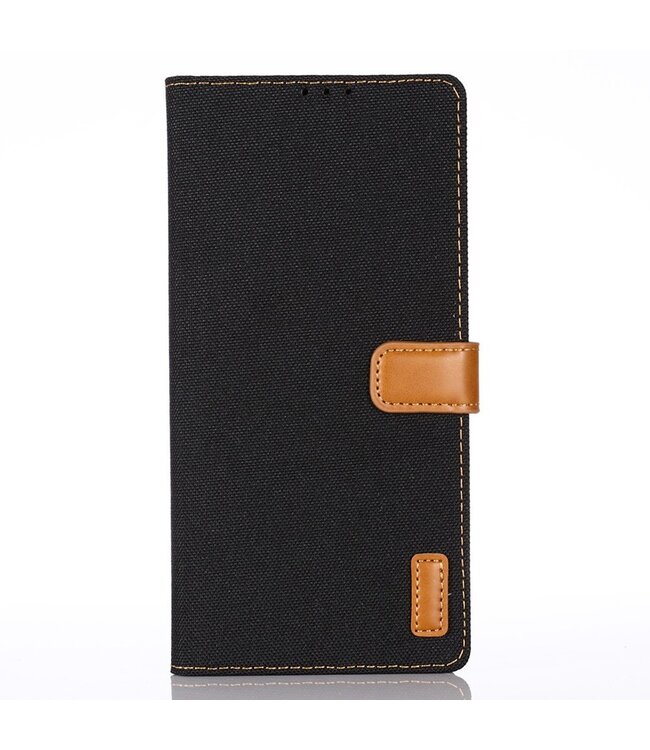 Zwart Stoffen Bookcase Hoesje voor de Samsung Galaxy Note 20 Ultra