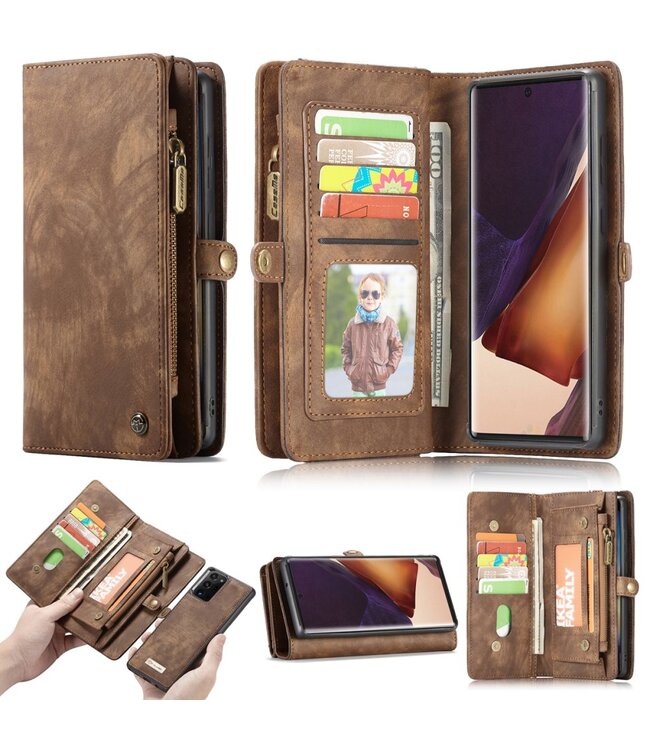 CaseMe Bruin Portemonnee Bookcase Hoesje voor de Samsung Galaxy Note 20 Ultra