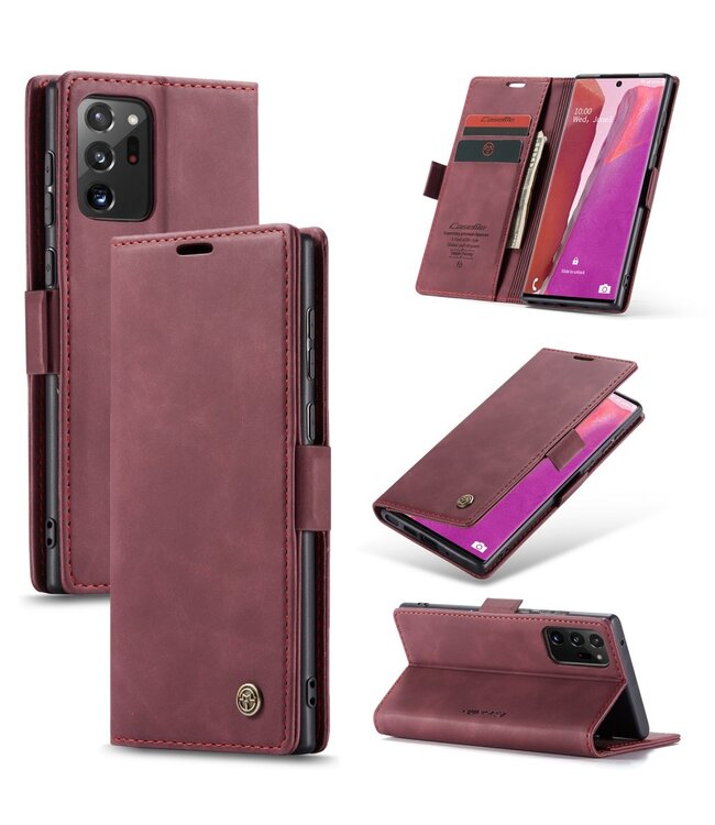 CaseMe Wijnrood Wallet Bookcase Hoesje voor de Samsung Galaxy Note 20 Ultra