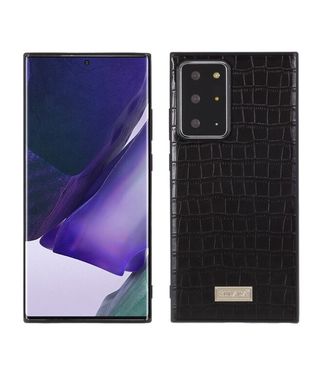 Sulada Zwart Krokodillen Faux Lederen Hoesje voor de Samsung Galaxy Note 20 Ultra