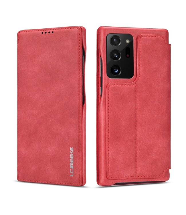 LC.IMEEKE Rood Pasjeshouder Bookcase Hoesje voor de Samsung Galaxy Note 20 Ultra
