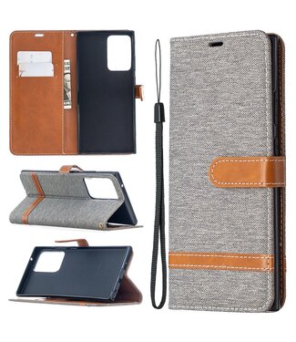 Grijs Jeans Bookcase Hoesje Samsung Galaxy Note 20 Ultra