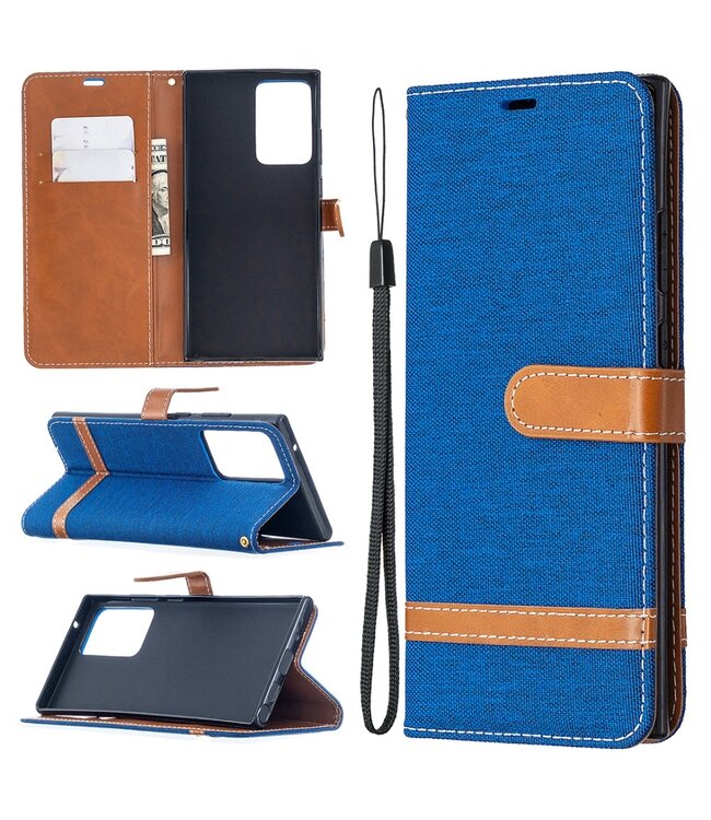 Blauw Jeans Bookcase Hoesje voor de Samsung Galaxy Note 20 Ultra