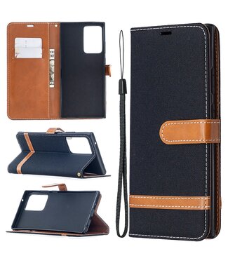 Zwart Jeans Bookcase Hoesje Samsung Galaxy Note 20 Ultra