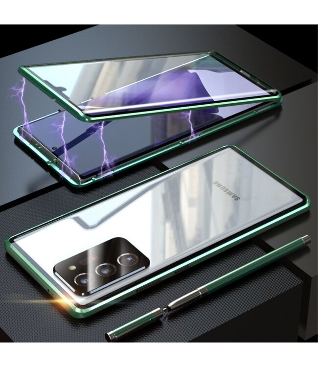 Groen Metaal + Tempered Glass Hoesje voor de Samsung Galaxy Note 20 Ultra