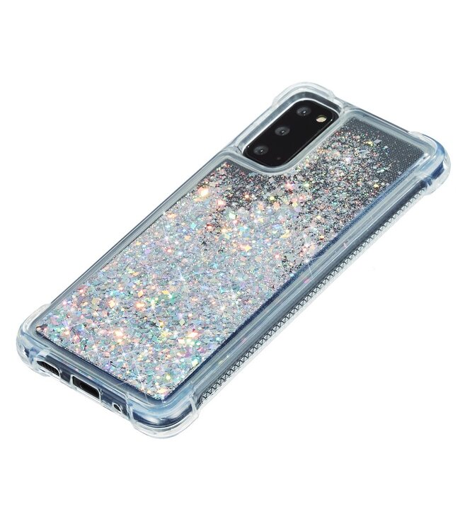 Zilver Glitter en Koord TPU Hoesje voor de Samsung Galaxy Note 20 Ultra