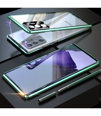 Groen Metaal + Tempered Glass Hoesje Samsung Galaxy Note 20 Ultra