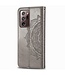 Zilver Mandala Bloem Bookcase Hoesje voor de Samsung Galaxy Note 20 Ultra