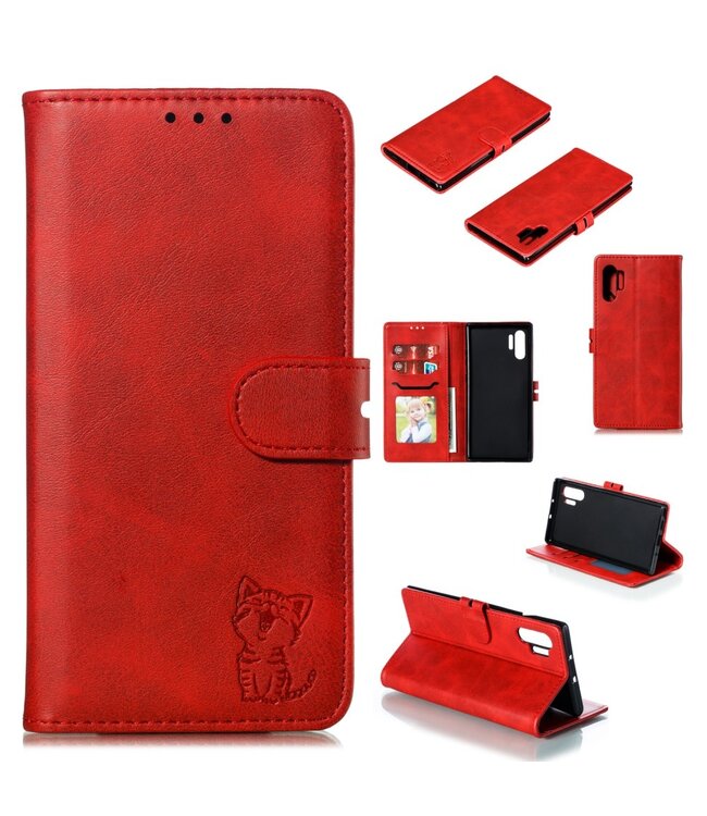 Rood Wallet Bookcase Hoesje voor de Samsung Galaxy Note 10 Plus