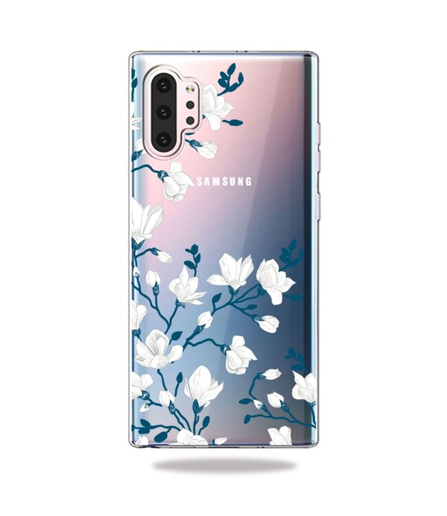 Witte Bloemen TPU Hoesje voor de Samsung Galaxy Note 10 Plus