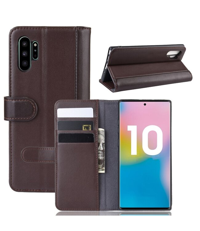 Bruin Wallet Bookcase Hoesje voor de Samsung Galaxy Note 10 Plus
