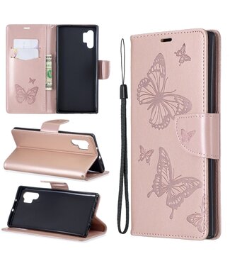 Rosegoud Vlinder Bookcase Hoesje Samsung Galaxy Note 10 Plus