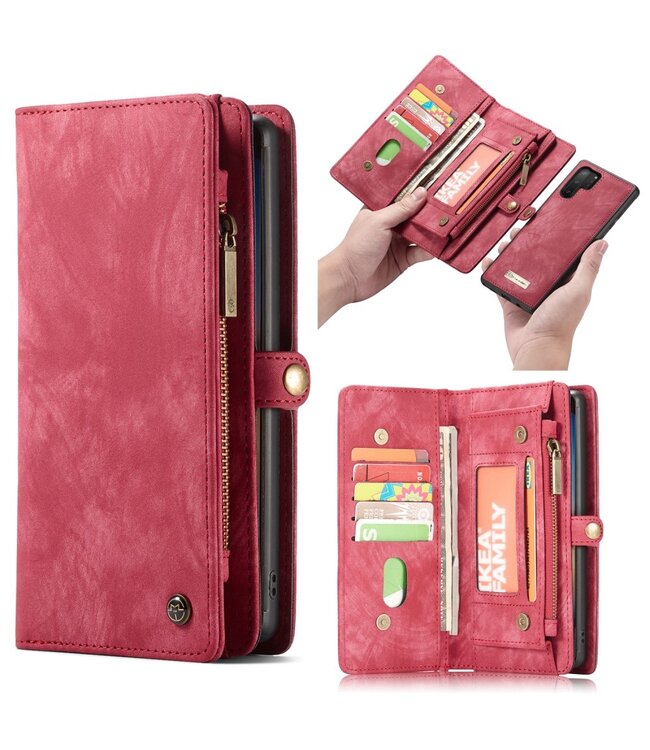 CaseMe Rood 2-in-1 Bookcase Hoesje voor de Samsung Galaxy Note 10 Plus