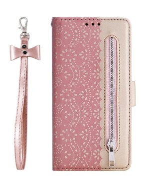 Roze Kant Patroon Bookcase Hoesje Samsung Galaxy Note 10 Plus