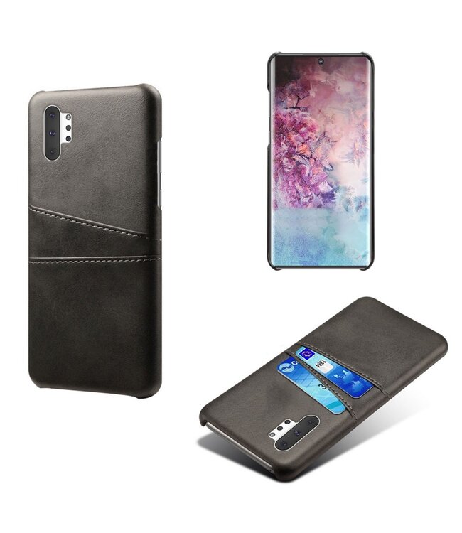Zwart Pasjeshouder Faux Lederen Hoesje voor de Samsung Galaxy Note 10 Plus