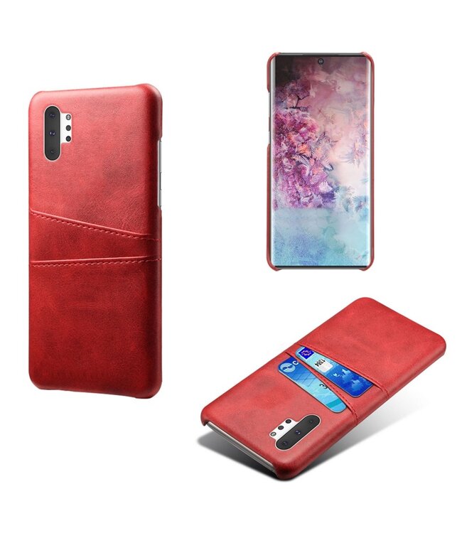 Rood Pasjeshouder Faux Lederen Hoesje voor de Samsung Galaxy Note 10 Plus