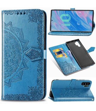 Blauw Mandala Bloem Bookcase Hoesje Samsung Galaxy Note 10 Plus