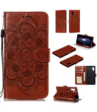 Bruin Mandala Bloem Bookcase Hoesje Samsung Galaxy Note 10 Plus