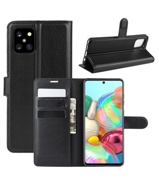 Zwart Litchee Bookcase Hoesje Samsung Galaxy Note 10 Lite