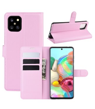 Lichtroze Litchee Bookcase Hoesje Samsung Galaxy Note 10 Lite