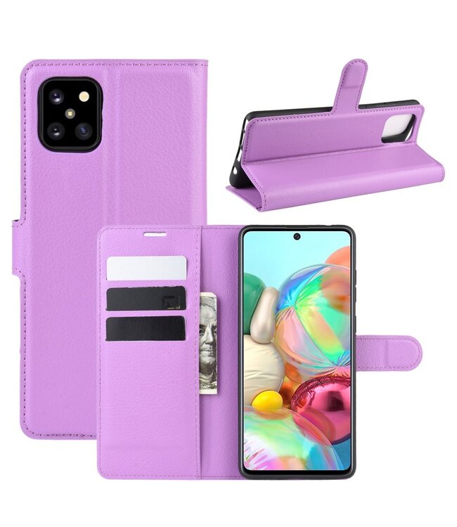 Paars Litchee Bookcase Hoesje voor de Samsung Galaxy Note 10 Lite