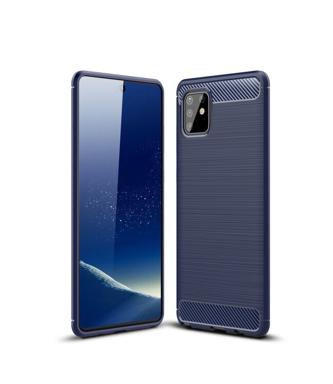 Blauw Carbon TPU Hoesje voor de Samsung Galaxy Note 10 Lite