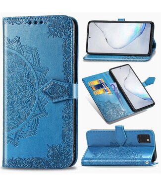 Blauw Mandala Bloem Bookcase Hoesje Samsung Galaxy Note 10 Lite