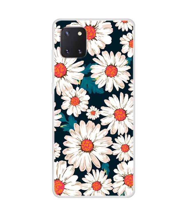 Witte Bloemen TPU Hoesje voor de Samsung Galaxy Note 10 Lite