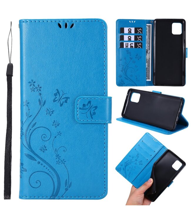 Blauw Vlinder Bookcase Hoesje voor de Samsung Galaxy Note 10 Lite