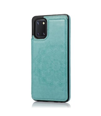 Turquoise Mandala Bloem Faux Lederen Hoesje Samsung Galaxy Note 10 Lite