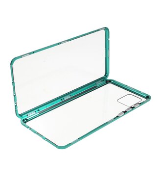 Turquoise Metaal + Tempered Glass Hoesje Samsung Galaxy Note 10 Lite