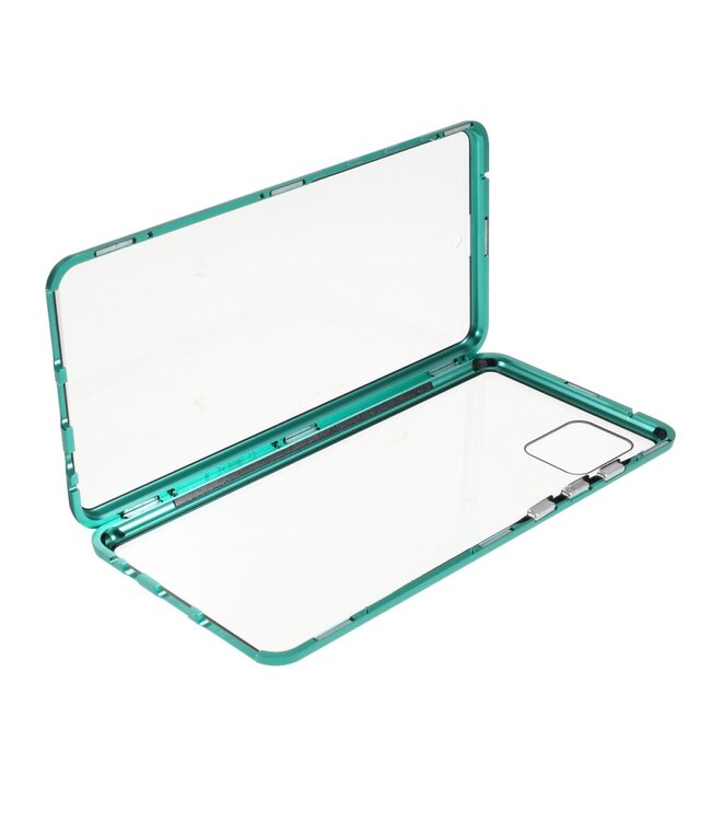 Turquoise Metaal + Tempered Glass Hoesje voor de Samsung Galaxy Note 10 Lite