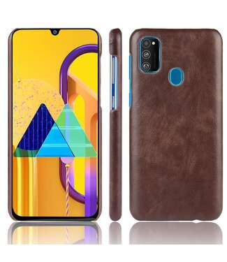 Bruin Litchee Faux Lederen Hoesje Samsung Galaxy M30s