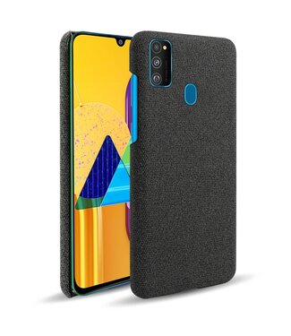 Zwart Stoffen Hardcase Hoesje Samsung Galaxy M30s