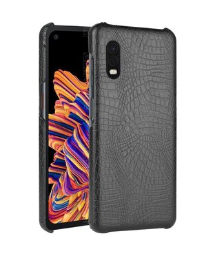 Zwart Krokodillen Faux Lederen Hoesje Samsung Galaxy Xcover Pro