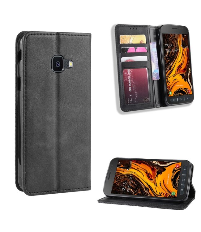 Zwart Wallet Bookcase Hoesje voor de Samsung Galaxy Xcover 4 / 4S