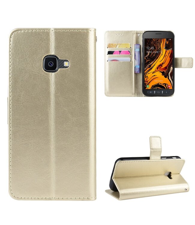 Goud Wallet Bookcase Hoesje voor de Samsung Galaxy Xcover 4 / 4S