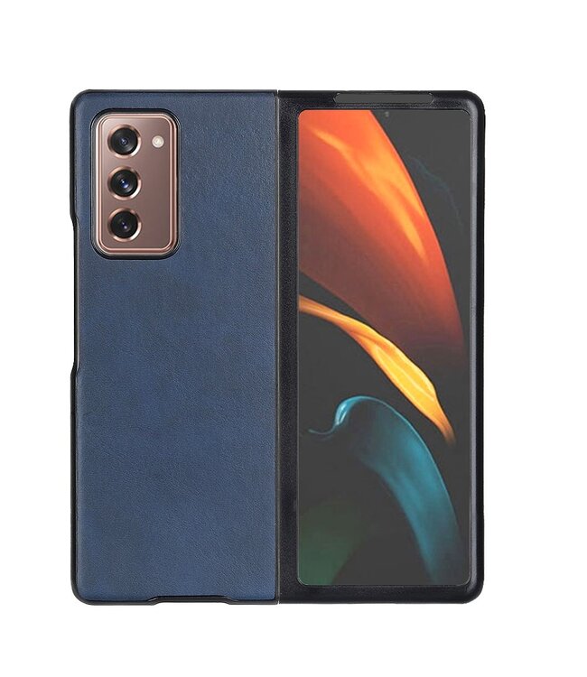 Blauw Faux Lederen Hoesje voor de Samsung Galaxy Z Fold2