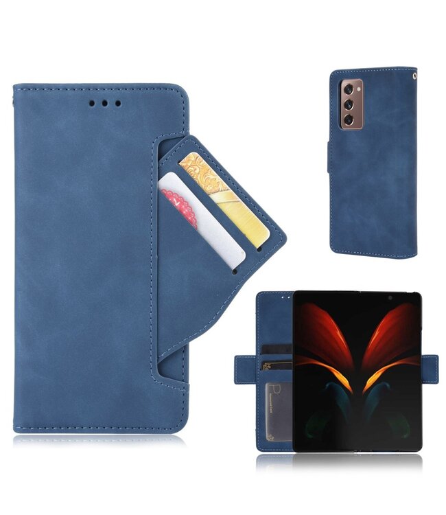 Blauw Pasjeshouder Bookcase Hoesje voor de Samsung Galaxy Z Fold2