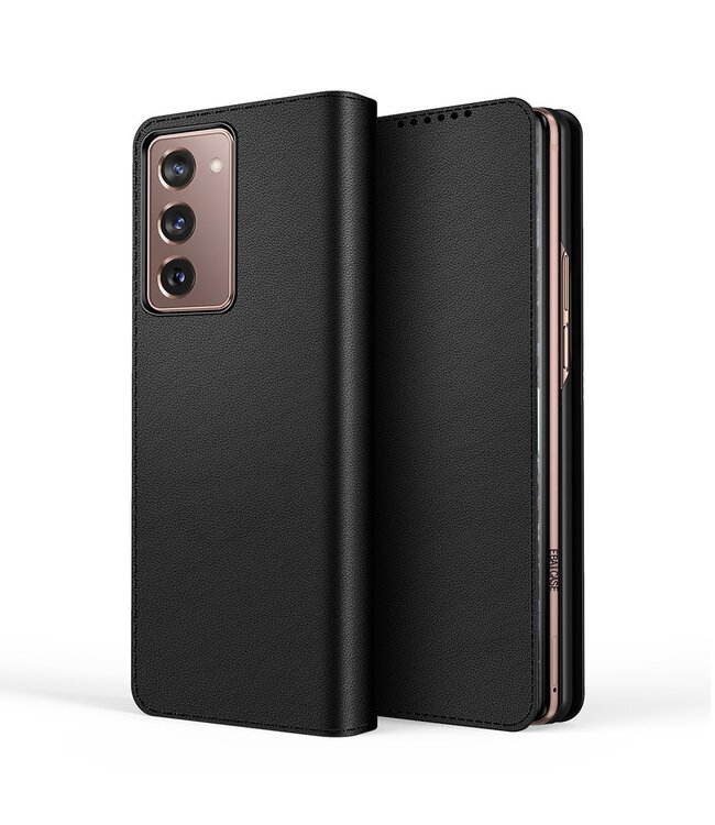 Zwart Split Leren Bookcase Hoesje voor de Samsung Galaxy Z Fold2