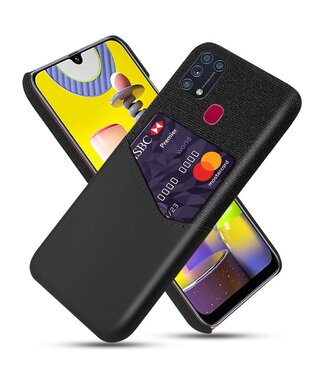 Zwart Pasjeshouder Faux Lederen Hoesje Samsung Galaxy M31