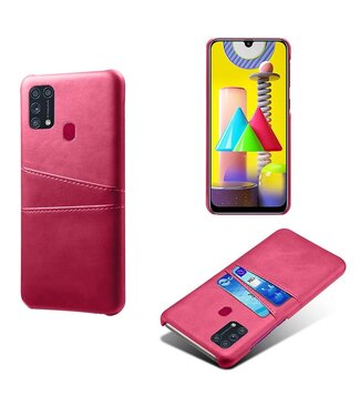 Roze Pasjeshouder Faux Lederen Hoesje Samsung Galaxy M31