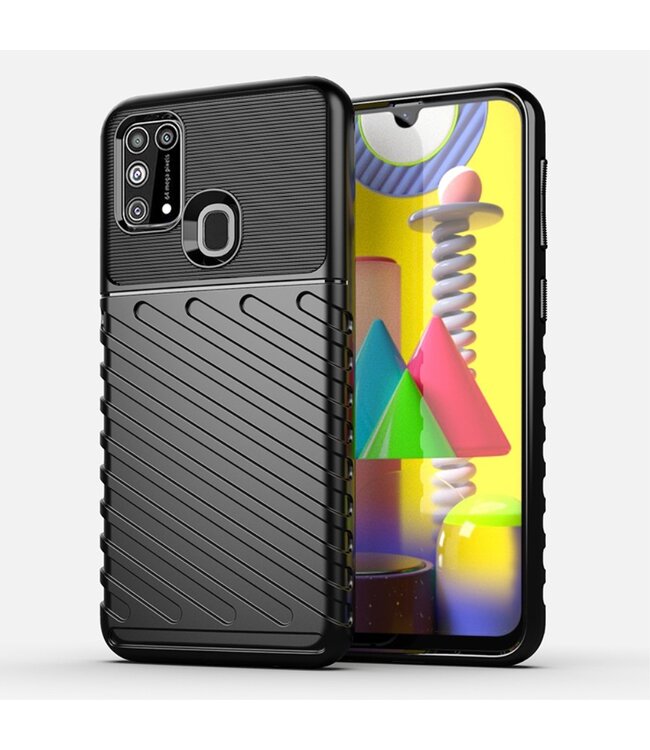 Zwart Strepen TPU Hoesje voor de Samsung Galaxy M31