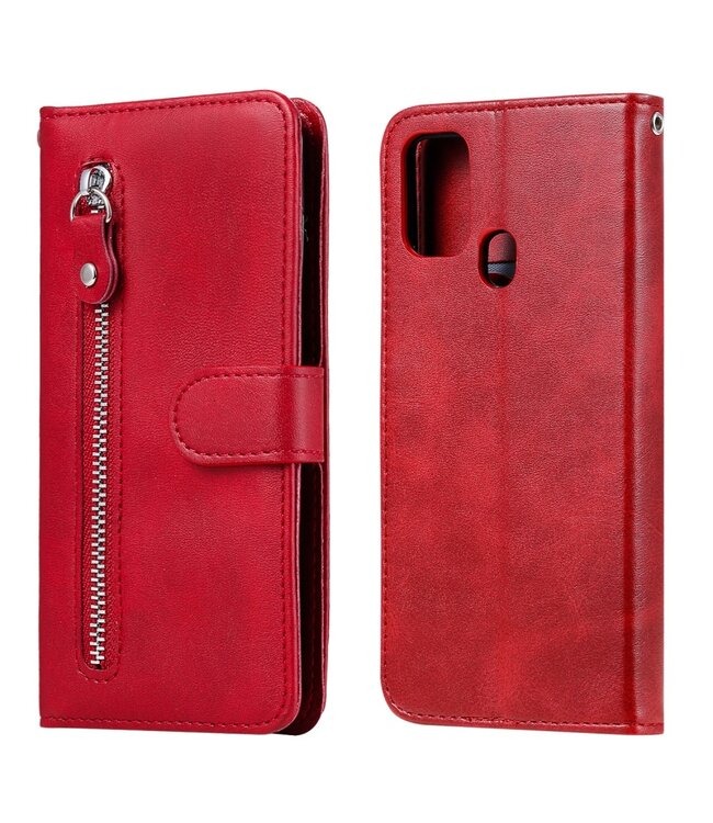 Rood Wallet Bookcase Hoesje voor de Samsung Galaxy M31