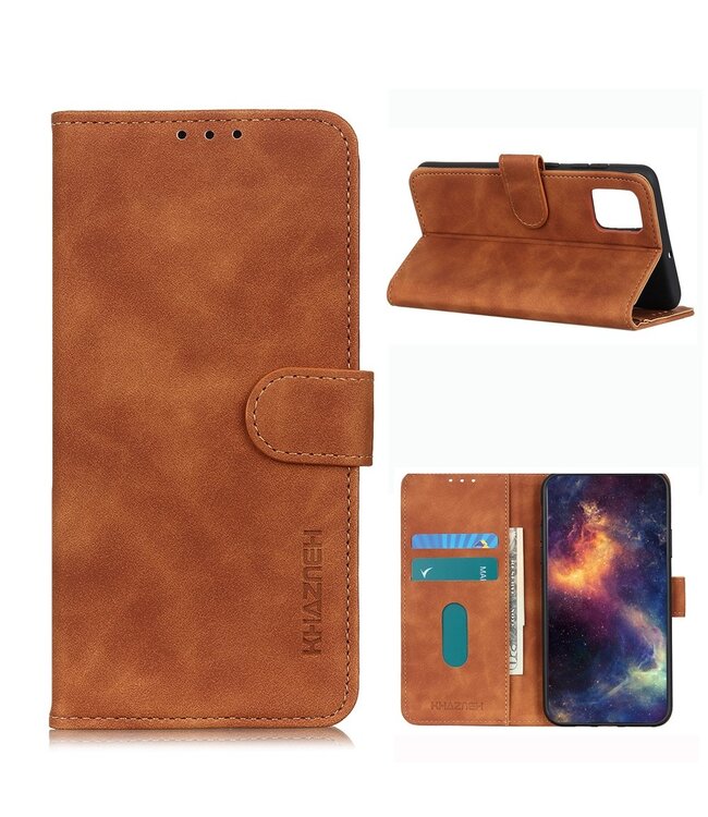 Khazneh Bruin Wallet Bookcase Hoesje voor de Samsung Galaxy M51