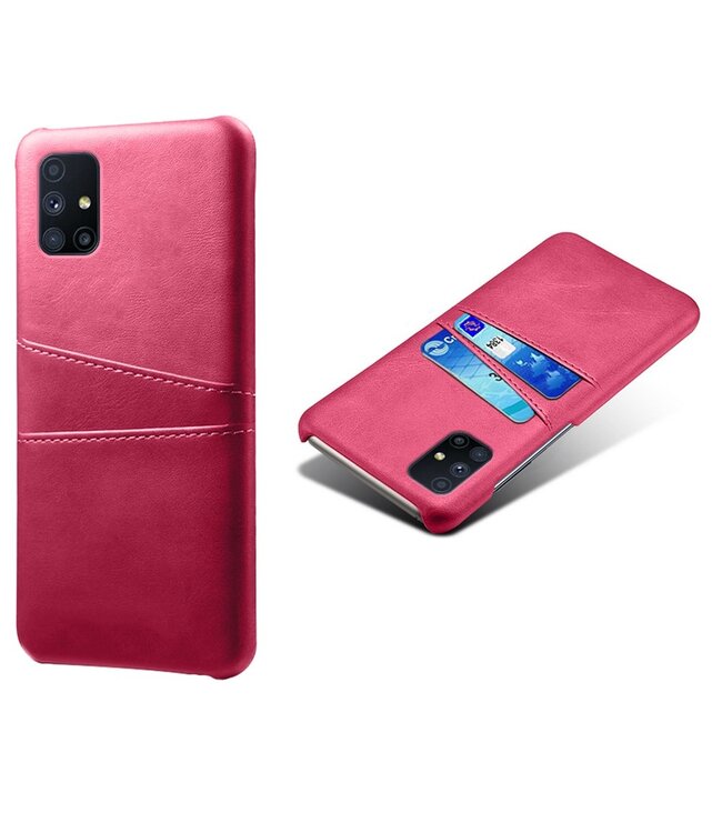Roze Pasjeshouder Faux Lederen Hoesje voor de Samsung Galaxy M51