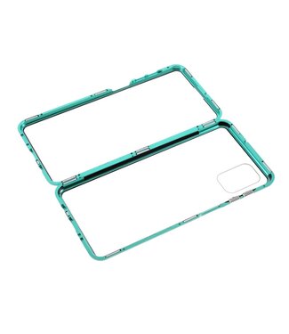 Turquoise Metaal + Tempered Glass Hoesje Samsung Galaxy M51