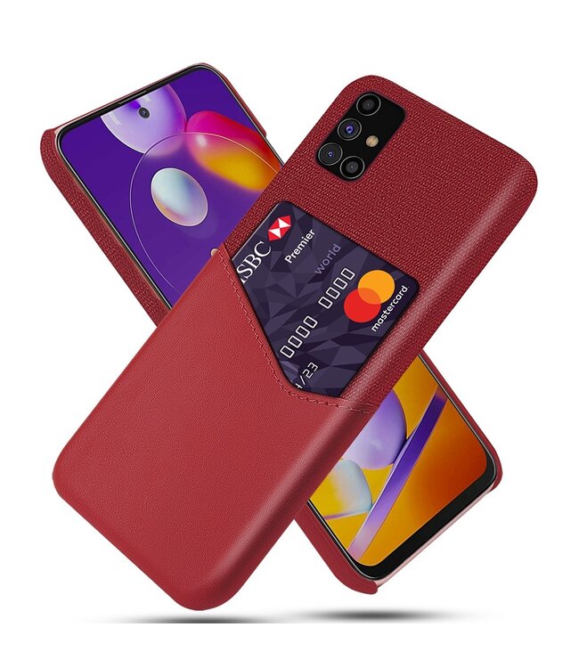 KSQ Rood Pasjeshouder Faux Lederen Hoesje voor de Samsung Galaxy M31s