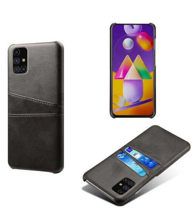 KSQ Zwart Pasjeshouder Faux Lederen Hoesje voor de Samsung Galaxy M31s